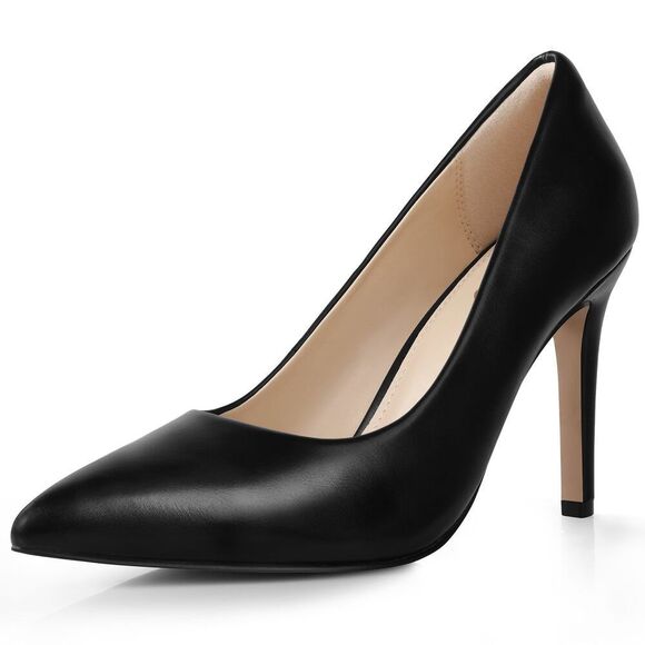 Ankis High Heel Women's Pumps, Black Sliver White Blue Heels Closed Toe, Pointe - Picture 1 of 7